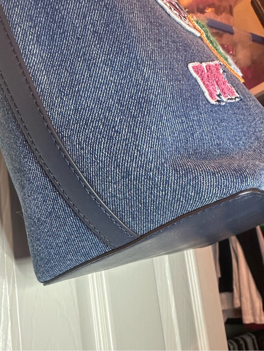 Michael Kors Denim Patch Tote Bag in Dark Blue NWT - Picture 4 of 13